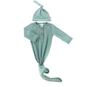 Little One Shop Sea Sage Knotted Gown 0-3 month